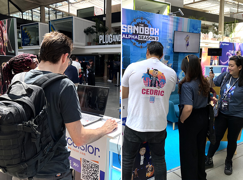 essayer-jeu-the-sandbox-metaverse-summit-paris-2022 De nombreux visiteurs ont pu tester cette expérience The Sandbox.